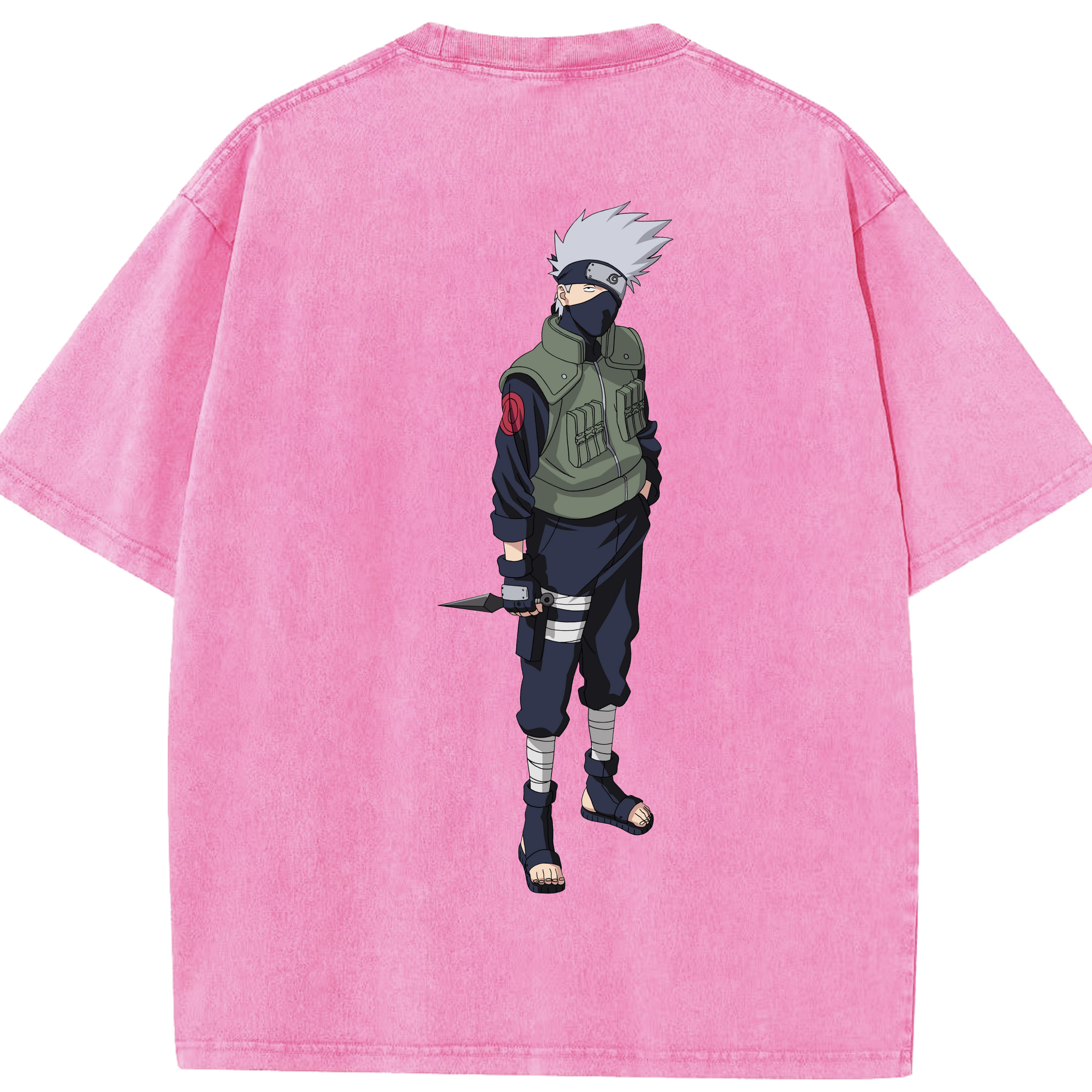 （画像用） NARUTO -ナルト- はたけ カカシ Hatake Kakashi 綿100% ヴィンテージ風 半袖Tシャツ（背面プリント）